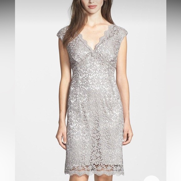Marina pleat bodice metallic lace dress - Picture 1 of 2